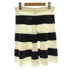 バーバリーブルーレーベル BURBERRY BLUE LABEL スカート 38 白 ホワイト 紺 ネイビー ストライプ柄 ミディ丈 /DU ■KC