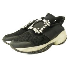 ロジェヴィヴィエ ROGER VIVIER ヴィヴ ラン ファブリック スニーカー シューズ ビジュー 37.5 24.5cm 黒 ブラック 1004 ■IBO106