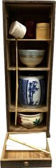 【保管未使用品】茶道具一式 短冊箱 水指 抹茶碗 建水 棗 蓋置 柄杓 茶杓 奈良高山 翠華園