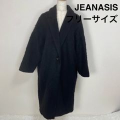 JEANASIS ジーナシス ロングコート フリーサイズ ブラック 黒 チェスターコート レディース アウター 冬物 シャギーコート オーバーサイズ ビッグシルエット ドロップショルダー ゆったり 綺麗め カジュアル 上品