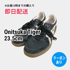 Onitsuka Tiger オニツカタイガー スニーカー 23.5cm ブラック スエード 合成皮革/人工皮革 無地 ライン柄 紐 ローカット レディース