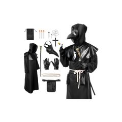 【新品】 [Formemory] ペスト マスク 豪華8点セット ハロウィンマスク コスチューム 医師 ハロウィン仮面 サバゲーマスク 病気の医師 鳥博士 コスプレ仮装 (M) 1