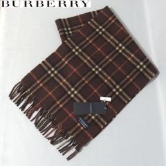 未使用★BURBERRY LONDON カシミヤ100％ マフラー ノバチェック ブラウン 三越 日本製 CASHMERE100％ バーバリー ロンドン★
