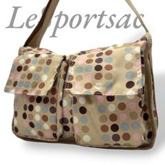 【B6153】 LeSportsac レスポートサック ショルダーバッグ ナイロン ベージュ ドット柄 ファスナーポケット 斜め掛け