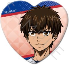 【中古】バッジ・ビンズ A.沢村栄純 ハート型缶バッジ 「TVアニメ ダイヤのA actII -Second Season-」