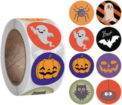 Link ロール シール ステッカー ハロウィン Earth クリスマス 丸型 2.5cm 500枚 クリスマス ギフト サンキューシール (02.ハロウィン)