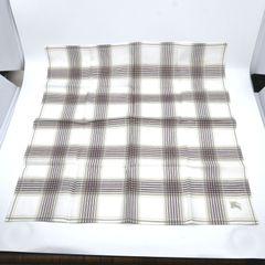 BURBERRY 버버리 코튼 코튼 손수건 반다나 화이트 시스템 체크 호스 로고 자수