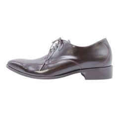 新品同様 BENIR ベニル ツーシーム ドレスシューズ ウェディングシューズ ガラスレザー レースアップ 靴 26.5 茶 ダークブラウン メンズ 古着 中古 USED