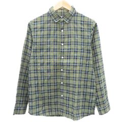 ザノースフェイス THE NORTH FACE カジュアルシャツ 麻 リネン混 M マルチカラー 緑 グリーン チェック柄 長袖 /HO2 ■ECC009