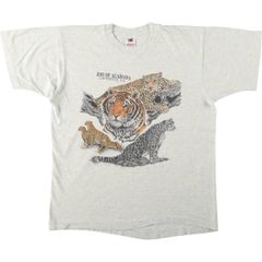 古着 フルーツオブザルーム FRUIT OF THE LOOM アニマル柄 トラ柄 アニマルTシャツ USA製 メンズL相当 ヴィンテージ/eaa680585