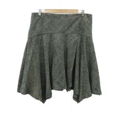 ザラ ベーシック ZARA BASIC フレアスカート ミモレ丈 ウール XL 黒 ブラック 変形ヘム アシンメトリー /SM4 ■ECB009