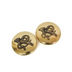 エルメス(Hermes) ホルン リボン 合金 クリップイヤリング ゴールド