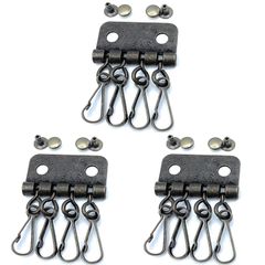 【新品】 クラフトパーツ屋 キーホルダー金具 4連 カシメ付 修理用 アンティークゴールド 3個
