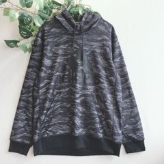 美品✨ アディダス adidas パーカー プルオーバー カモフラ 迷彩 ブラック 黒 グレー 灰色 スポーツ ウェア トレーニング ランニング ストリート カジュアル ドローコード デカロゴ 大きめ ゆったり