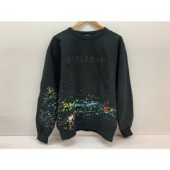 APPLEBUM アップルバム Splash Crew Sweat クルーネックスウェット ブラック サイズL ロゴ ペイント加工 ◇091834