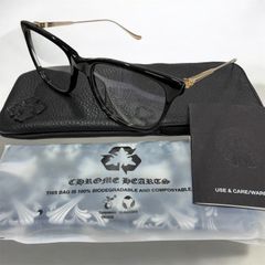 【未使用】CHROME HEARTS クロムハーツ JEJE SPOT BK-GP メガネ ブラック×ゴールド 52□18-132 ケース付（10）