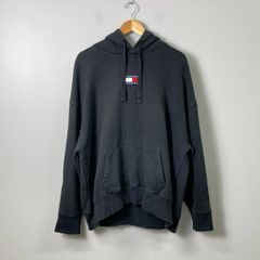 トミージーンズ TOMMY JEANS ブラックカラー プルオーバー パーカー【2XL】ブラック系／黒系 古着