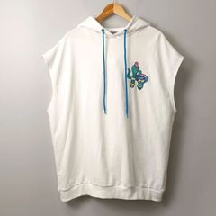 プニュズ PUNYUS 【希少】PUNYUS プニュズ 後藤徹也 コラボ サボテン刺繍 ノースリーブパーカー 【3／3L〜4L相当】 ホワイト／白