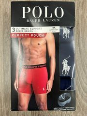新品 サイズXL Polo Ralph Lauren ポロラルフローレン ボクサーブリーフ３枚パック ネイビーxブルー、ネイビーxレッド、ネイビーxイエロー 訳アリ