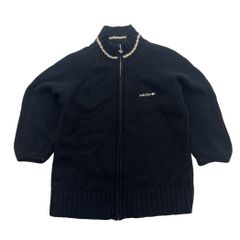 アディダス adidas ニットカーディガン ドライバーズニット 七分丈 レディース M 黒 ブラック ウール 上品でシックな大人の佇まい セーター