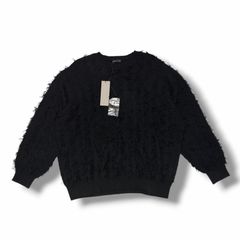 参考上代36300円 LAD MUSICIAN 25SS HIGH GAUGE FRINGE PULLOVER KNIT プルオーバーニット カーディガン ラッドミュージシャン 2125-031 ブラック 44 （26870M）