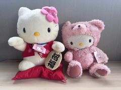 希少・当時物】北海道限定 ラベンダー キツネ ハローキティ ぬいぐるみ