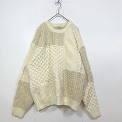 〇 美品 THE CRAFT CREW PRODUCTS ザクラフトクループロダクツ ウォッシャブル ケーブル パッチワーク オーバーサイズ ニット セーター L アイボリー ◇■ レディース