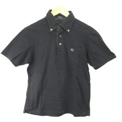 バーバリー ロンドン BURBERRY LONDON ポロシャツ ボタンダウン 半袖 胸ポケット L 黒 ブラック GY50 /MD ■GY50