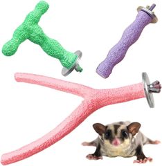 【特価商品】SALUDABLE モモンガ 爪とぎ ケージ フクロモモンガ おもちゃ 小動物 TY型 バー セット (Bタイプ３点セット)