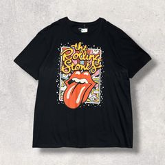 THE ROLLING STONES ローリングストーンズ Tシャツ XL ブラック リップ＆タン カラフル グラフィック バンドT S00