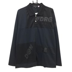 ★未使用　ダンスウイズドラゴンジップアップ 黒 ポロシャツ サイズ　3 新品】ダンスウィズドラゴン 長袖ポロシャツ 黒 ロゴ刺しゅう 吸汗速乾