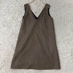 ヴィンテージ ワンピース ゴールド F シンプル Vネック キレイめ 上品