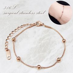 907 サージカルステンレス ブレスレット 丸 玉 ボール スネークチェーン 金属アレルギー対応