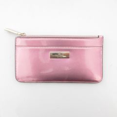 kate spade NEW YORK ケイトスペードニューヨーク ケンジー ラージ スリムカードホルダー フラグメントケース メタリックピンク レディース中古 古着 USED 良品