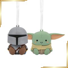 【新品】 Hallmark Better Together スターウォーズ マンダロリアンとグログ マグネットクリスマスオーナメント 2個セット 飛散防止 1