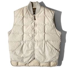 名作 80s 黒タグ Eddie Bauer グース ダウン カナディアン ベスト L / 80年代 ビンテージ エディーバウアー スクエア キルティング カーキ