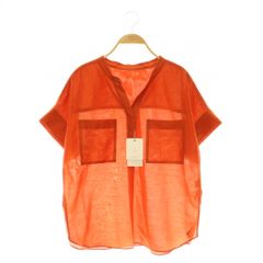 グリーンレーベルリラクシング ユナイテッドアローズ green label relaxing カールマイヤー ポケット ショートシャツ 半袖 シアー F オレンジ /MY ■OS