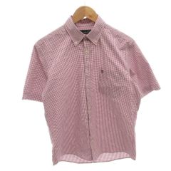 ザ スコッチ ハウス The Scotch House 美品 ボタンダウンシャツ 半袖 M 紫 パープル ギンガムチェック /TL ■IBO103