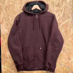 ディッキーズ 裏キルティング フルジップ スウェットパーカー ダークブラウン L Dickies ワークジャケット キルティングライナー フーディー 茶