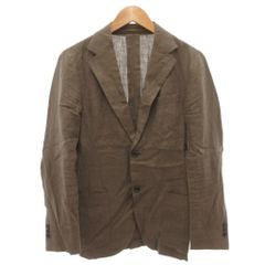 ユナイテッドアローズ UNITED ARROWS テーラードジャケット シングル 2B 麻 リネン100％ 44 茶 ブラウン /FF