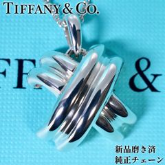 極美品 ティファニー シグネチャークロス コンビ ネックレス シルバー