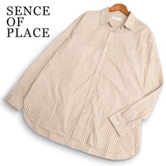SENCE OF PLACE センスオブプレイス アーバンリサーチ 通年★ 長袖 イージーケア ストライプ ルーズ シャツ Sz.L レディース