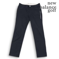 new balance golf ニューバランス ゴルフ 通年★ ロゴプリント ストレッチ スリム スラックス ロングパンツ Sz.4 メンズ 紺