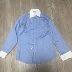 【233485】ORIHICA オリヒカ  ワイシャツ　ビジネスシャツ　長袖　ポリ・コットン混　クリーニング済　M メンズ  ・ ブルー
