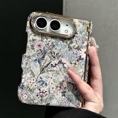 レトロ油絵アート風 iPhone Duo ケース 清野繁花柄 双中軸全包み耐衝撃 ワイドフォルダブル iPhone ケース保護ケース case ソフトケース