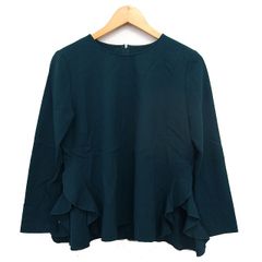 ラ トータリテ La TOTALITE フリル ボートネック カットソー ウール混 スリット 長袖 ディープグリーン /NT9
