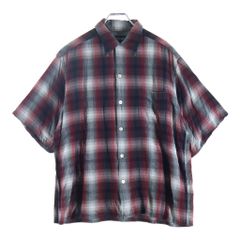 WACKO MARIA (ワコマリア) 25SS OMBRE CHECK OPEN COLLAR SHIRT オンブレ チェック 半袖オープンカラーシャツ ブラック/レッド 25SS-WMS-OC03