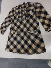 【Gap　Kids】レディース　長袖チェック柄ワンピース 　サイズ（150）　ブラック・ホワイト 0/10