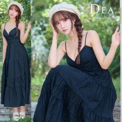 【DEA. by ROBE de FLEURS / ディアバイローブドフルール】サテンティアードバックリボンロングキャミキャバドレス DE4664