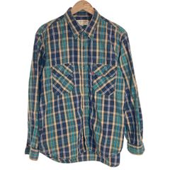 【中古】　Levi's Red Tab　チェックシャツ　長袖　トップス　レギュラーカラー　胸ポケット　赤タブ　スモールe　アメカジ　古着　/1552
